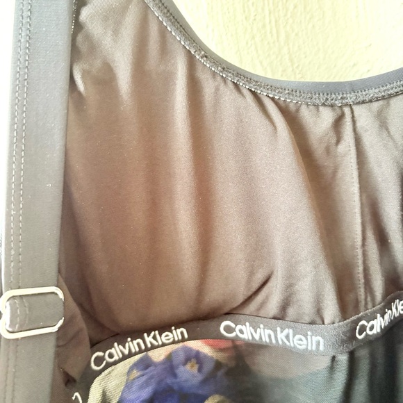 🎁5/$25 Calvin Klein Black Floral Print One Piece Full Coverage Swimsu… - Picture 7 of 10